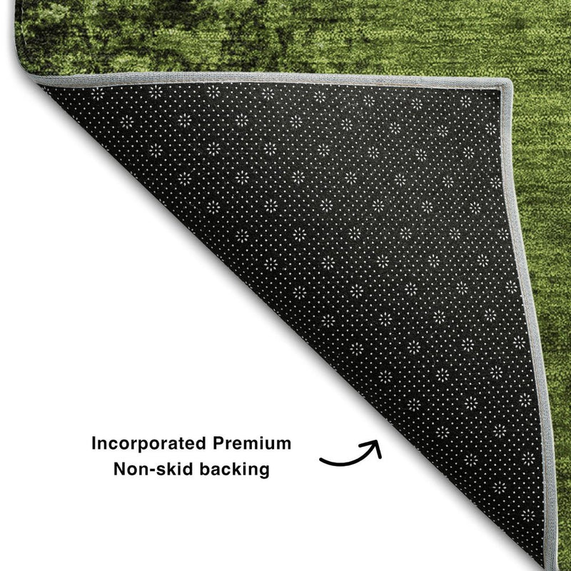 10' X 14' Green And Gray Abstract Washable Area Rug With UV Protection
