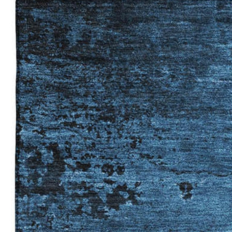 10' X 14' Navy Blue And Gray Abstract Washable Area Rug With UV Protection