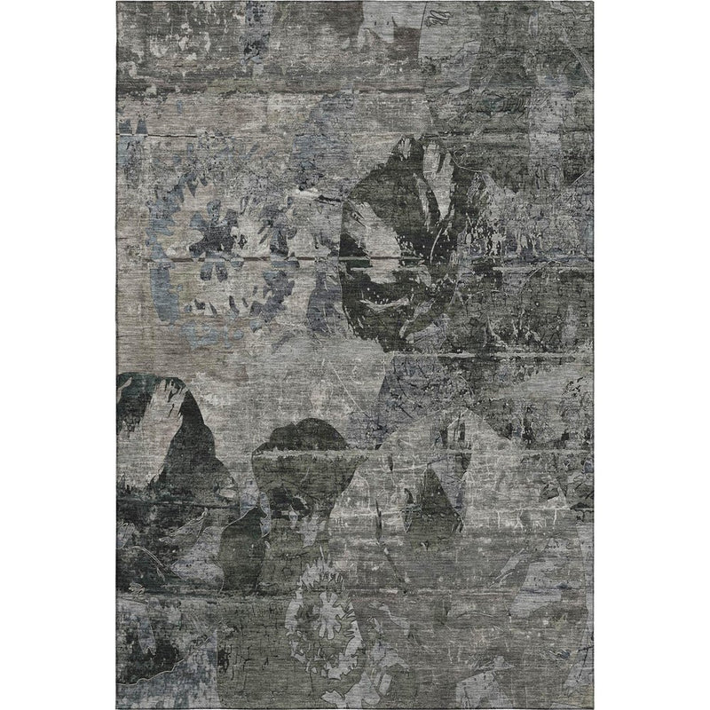 5' X 8' Gray And Taupe Abstract Washable Area Rug With UV Protection