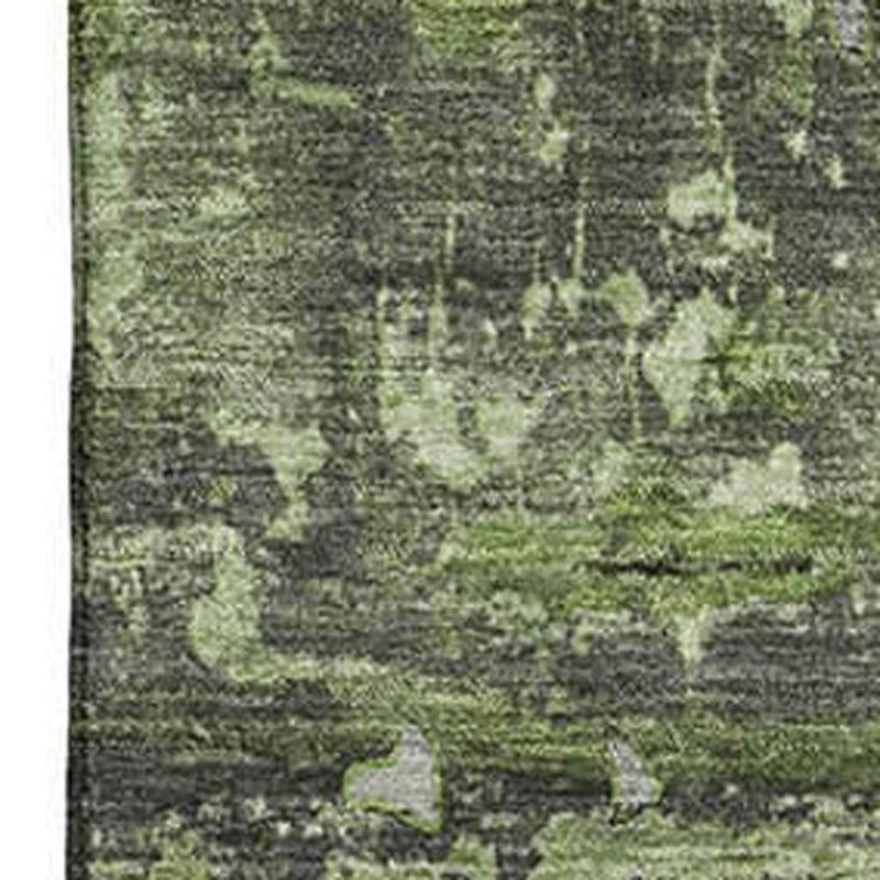 8' X 10' Green And Gray Abstract Washable Area Rug With UV Protection
