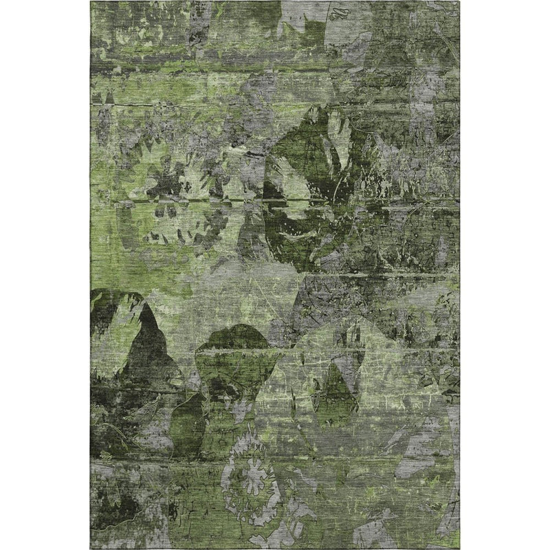 10' X 14' Green And Gray Abstract Washable Area Rug With UV Protection