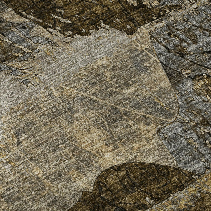 10' X 14' Coffee And Gray Abstract Washable Area Rug With UV Protection