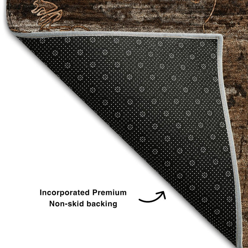 9' X 12' Terra Cotta And Gray Abstract Washable Area Rug With UV Protection