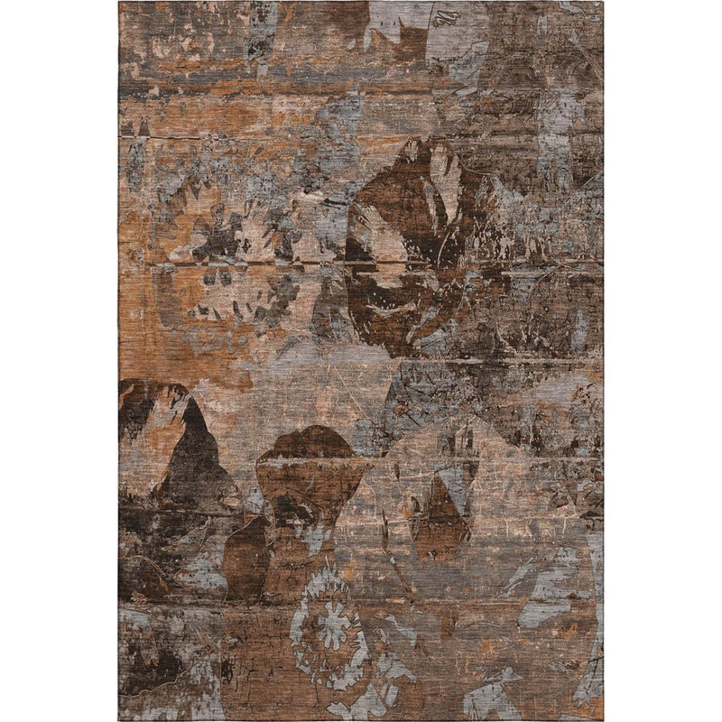 10' X 14' Terra Cotta And Gray Abstract Washable Area Rug With UV Protection