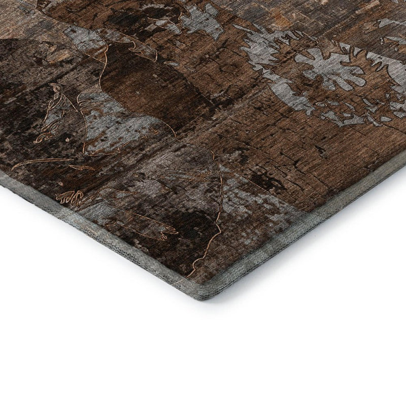 10' X 14' Terra Cotta And Gray Abstract Washable Area Rug With UV Protection