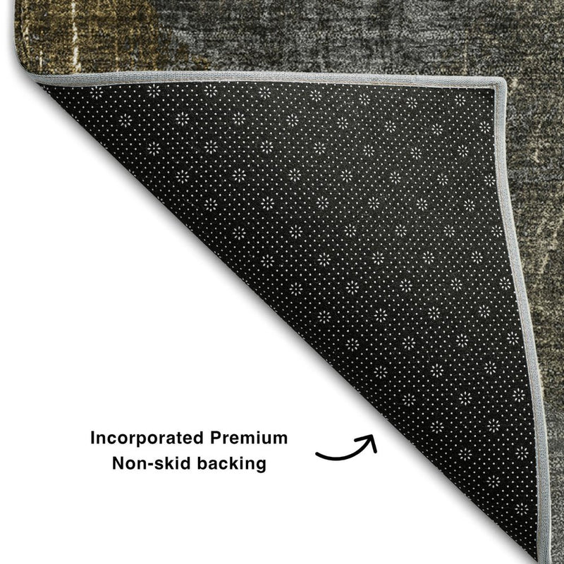 9' X 12' Brown And Ivory Abstract Washable Area Rug With UV Protection