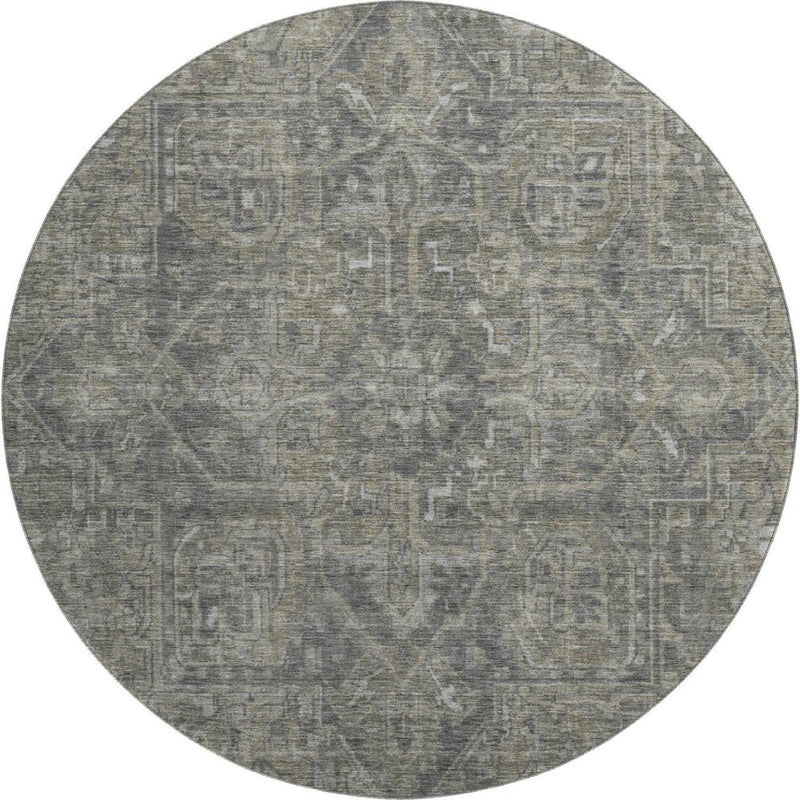 3' X 5' Coffee And Gray Medallion Distressed Washable Area Rug With UV Protection