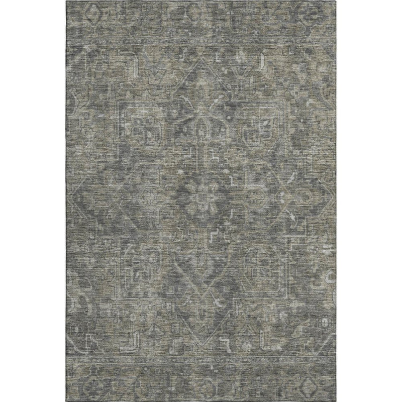 3' X 5' Coffee And Gray Medallion Distressed Washable Area Rug With UV Protection