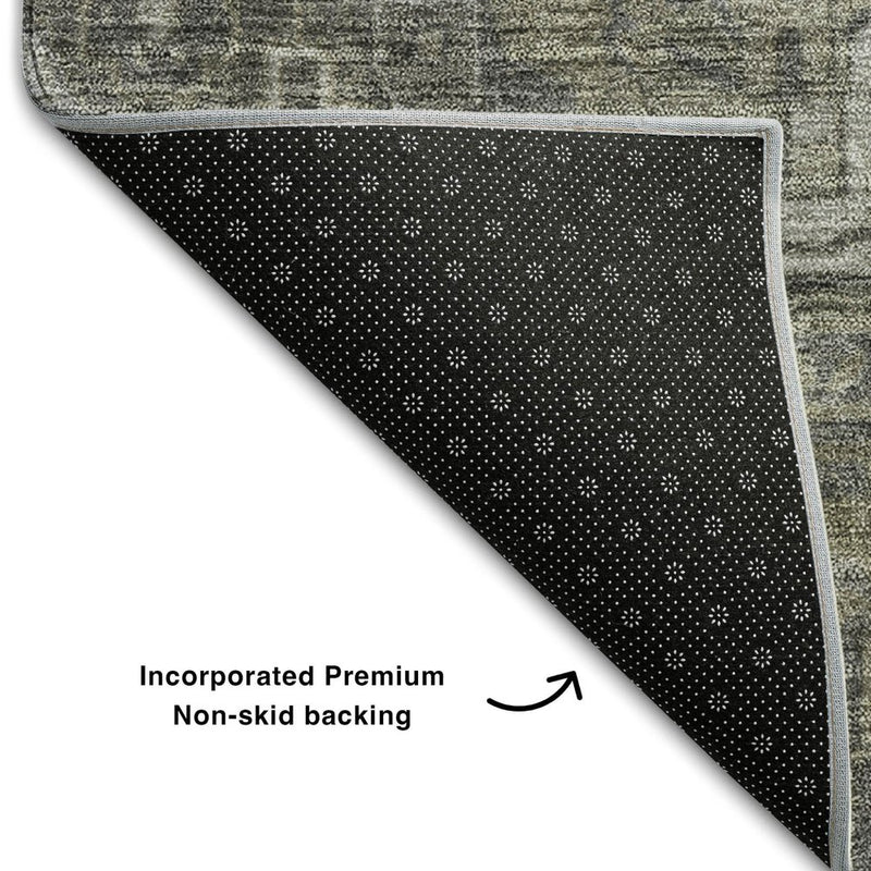 3' X 5' Coffee And Gray Medallion Distressed Washable Area Rug With UV Protection