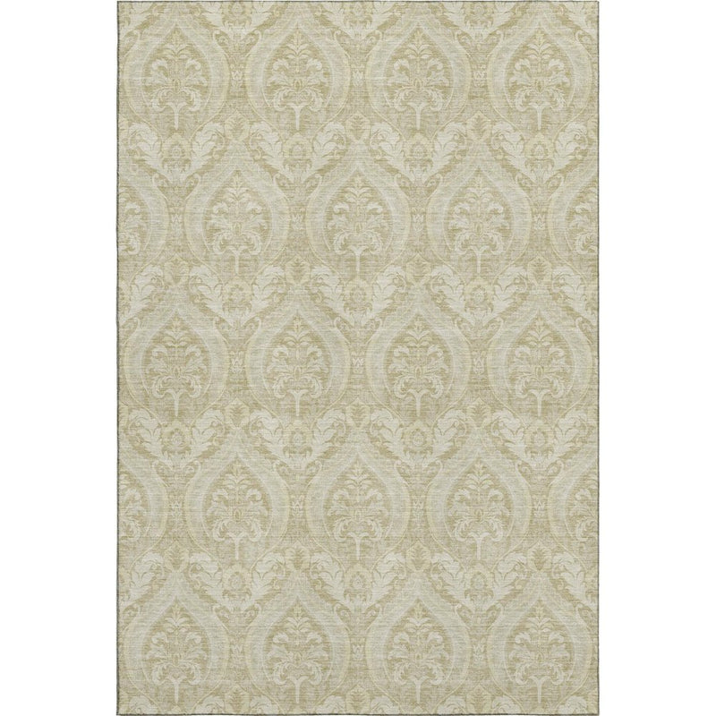 5' X 8' Beige And Ivory Floral Washable Area Rug With UV Protection