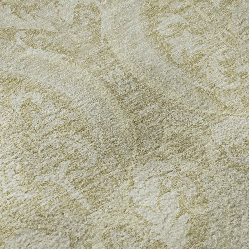 5' X 8' Beige And Ivory Floral Washable Area Rug With UV Protection