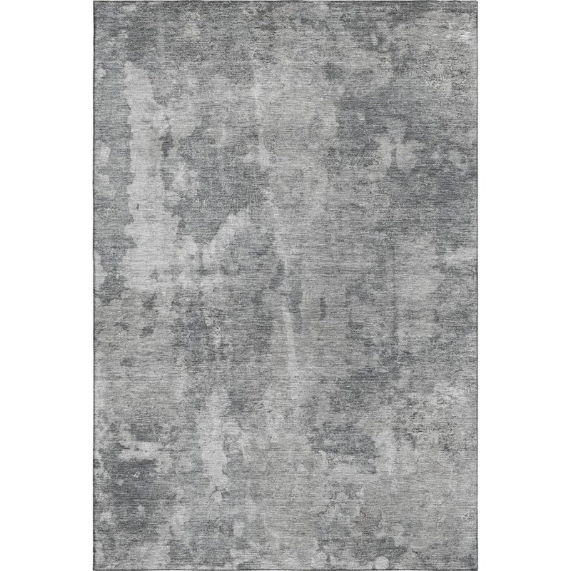 5' X 8' Gray And Ivory Abstract Washable Area Rug With UV Protection