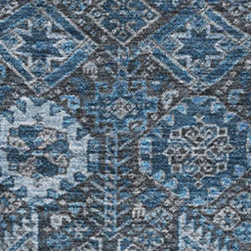 5' X 8' Blue And Ivory Tribal Washable Area Rug With UV Protection
