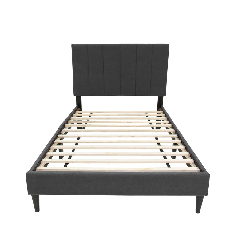 Bed With Channel Tufted Adjustable Headboard