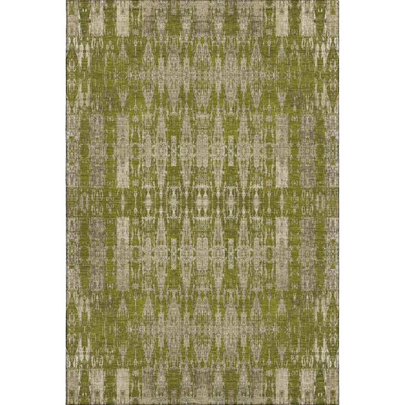 10' X 14' Olive Green And Beige Moroccan Washable Area Rug With UV Protection
