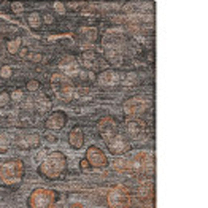 8' X 10' Terra Cotta Ivory And Gray Abstract Washable Area Rug With UV Protection