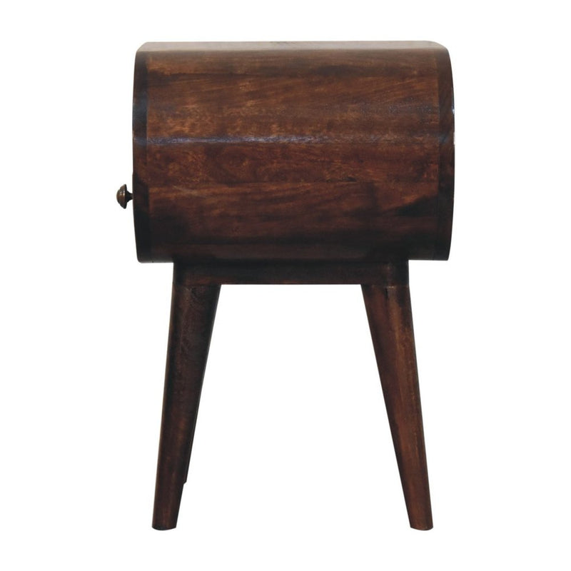 21" Walnut Solid Wood Oval One Drawer Nightstand
