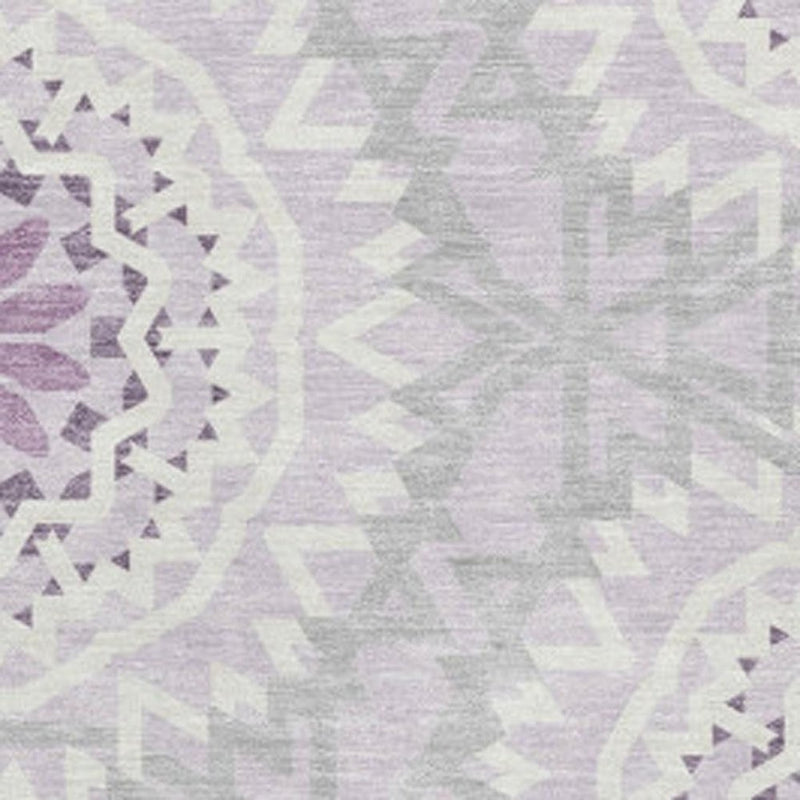 10' X 14' Lilac And Ivory Geometric Washable Area Rug With UV Protection