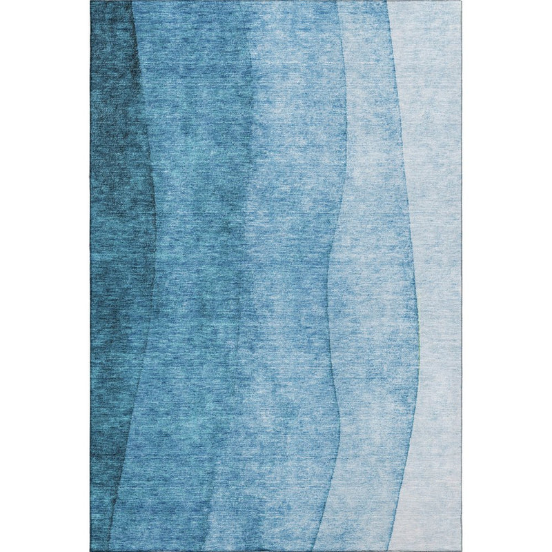 9' X 12' Teal And Ivory Ombre Washable Area Rug With UV Protection