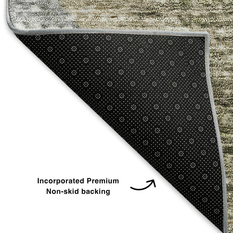 10' X 14' Brown Ivory And Gray Geometric Washable Area Rug With UV Protection
