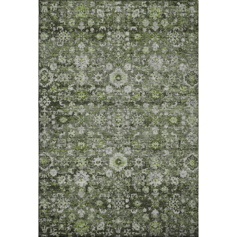 10' X 14' Green Ivory And Gray Oriental Washable Area Rug With UV Protection