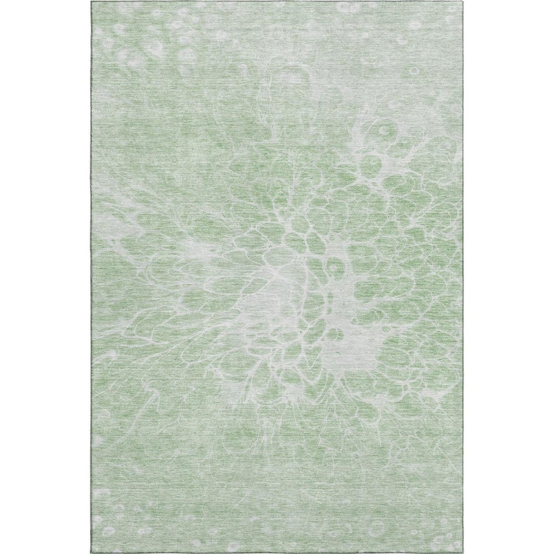 5' X 8' Mint Green And Ivory Abstract Washable Area Rug With UV Protection
