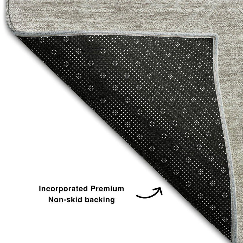 5' X 8' Taupe And Ivory Abstract Washable Area Rug With UV Protection