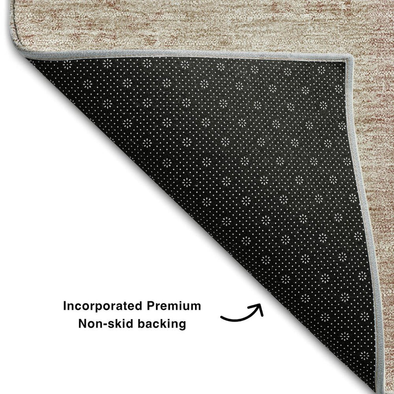 5' X 8' Blush And Beige Patchwork Washable Area Rug With UV Protection