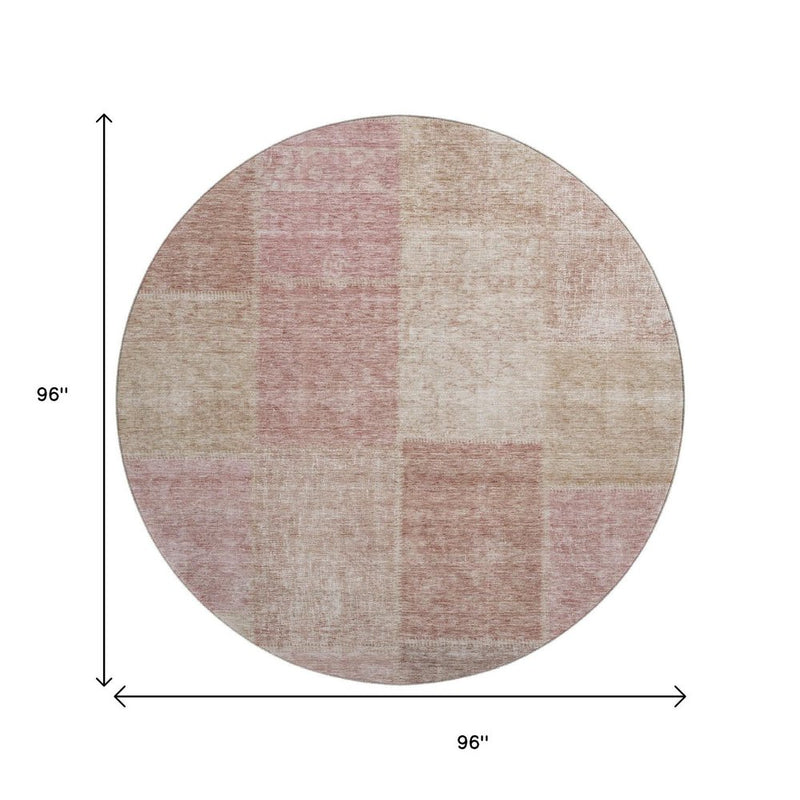 5' X 8' Blush And Beige Patchwork Washable Area Rug With UV Protection