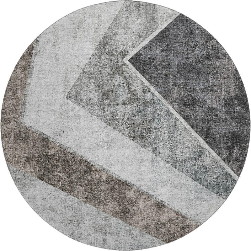 5' X 8' Gray Brown And Silver Geometric Washable Area Rug With UV Protection
