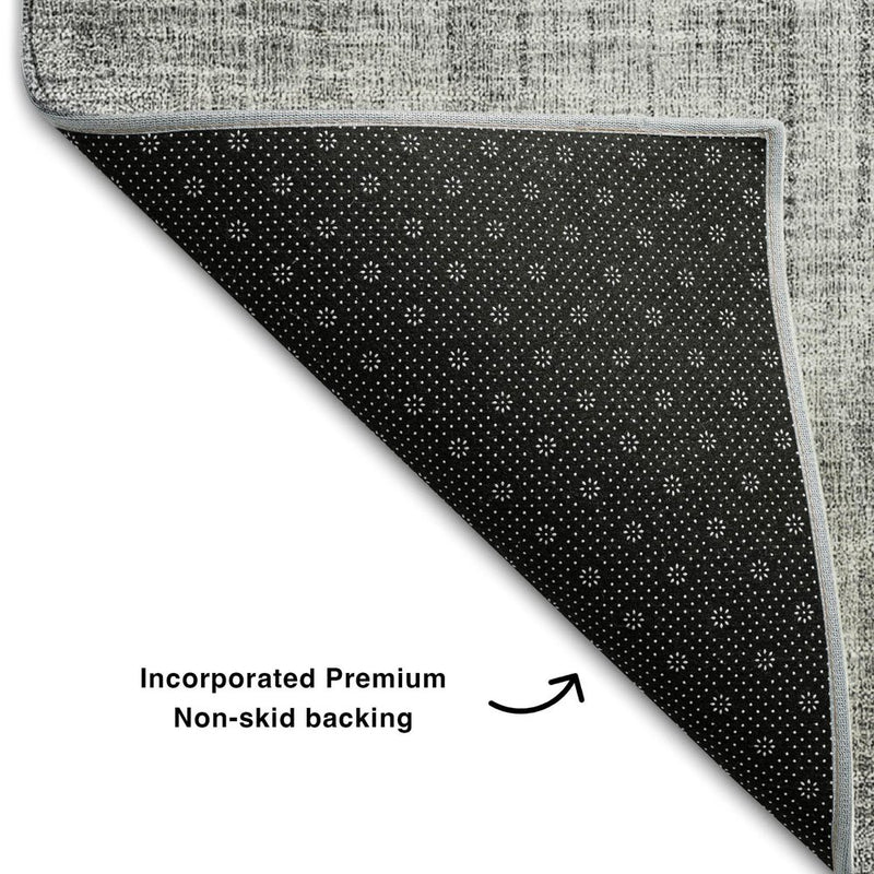 5' X 8' Charcoal Gold And Silver Geometric Washable Area Rug With UV Protection