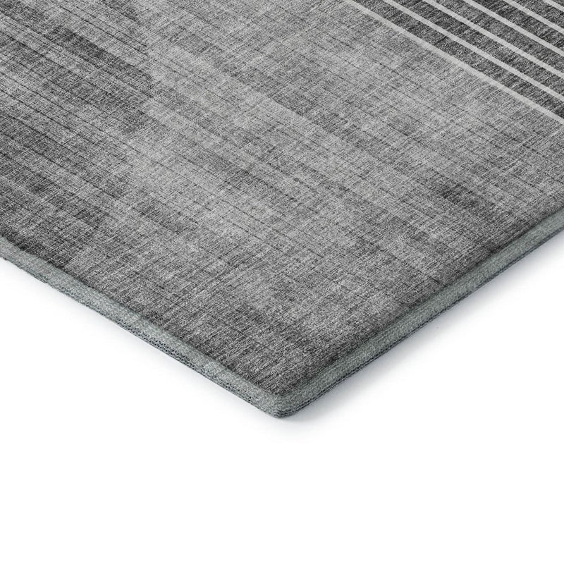 5' X 8' Charcoal Gold And Silver Geometric Washable Area Rug With UV Protection