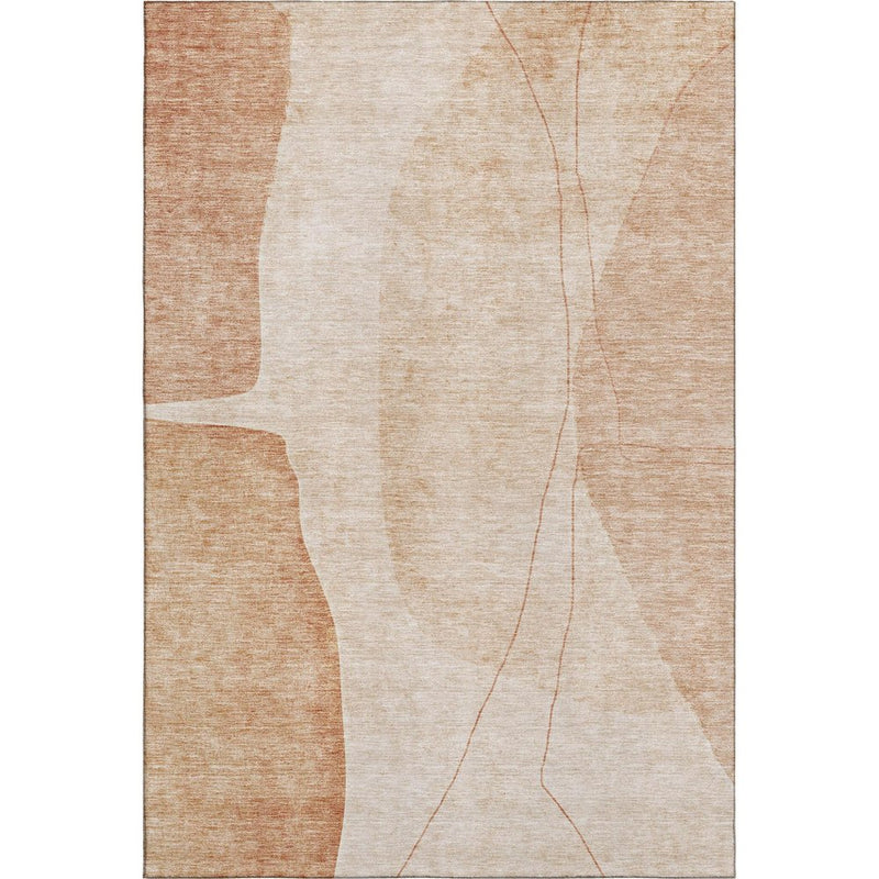 5' X 8' Terra Cotta And Beige Abstract Washable Area Rug With UV Protection
