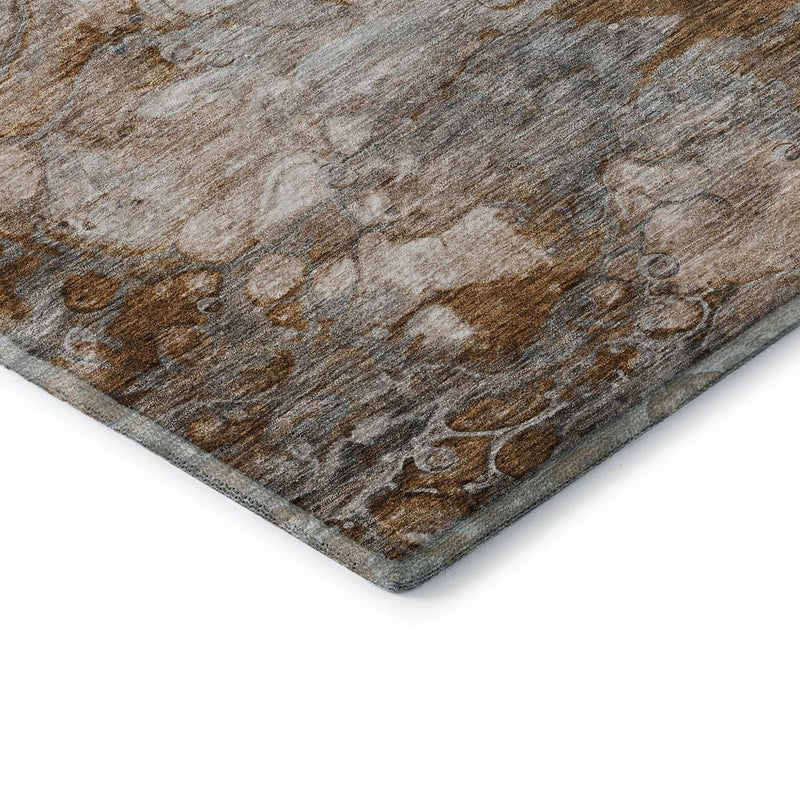 5' X 8' Terra Cotta Ivory And Gray Abstract Washable Area Rug With UV Protection