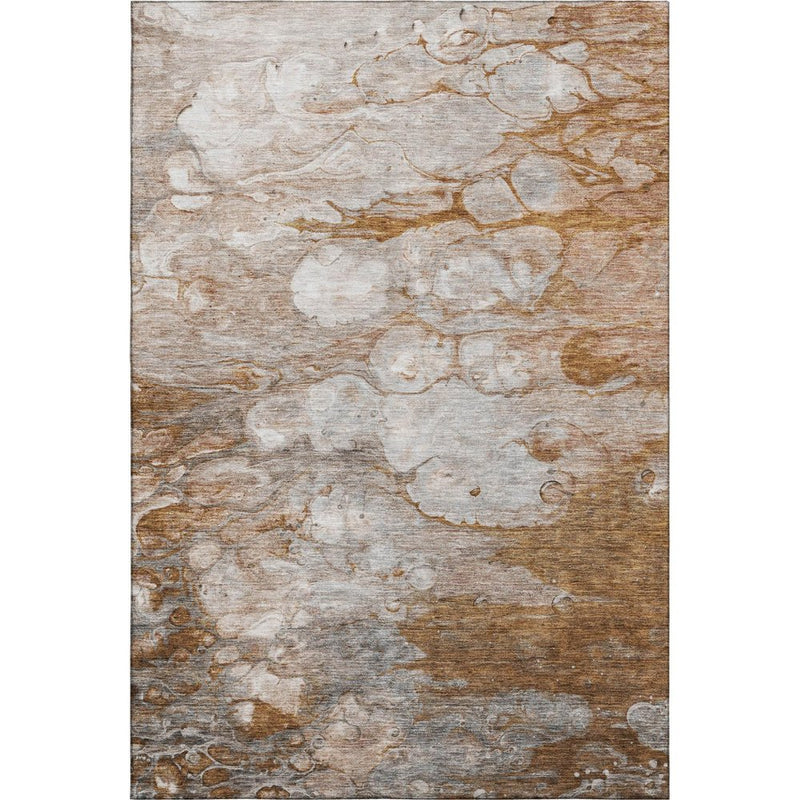 5' X 8' Terra Cotta Ivory And Gray Abstract Washable Area Rug With UV Protection