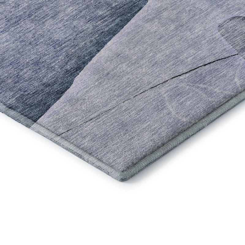 5' X 8' Blue And Ivory Floral Washable Area Rug With UV Protection