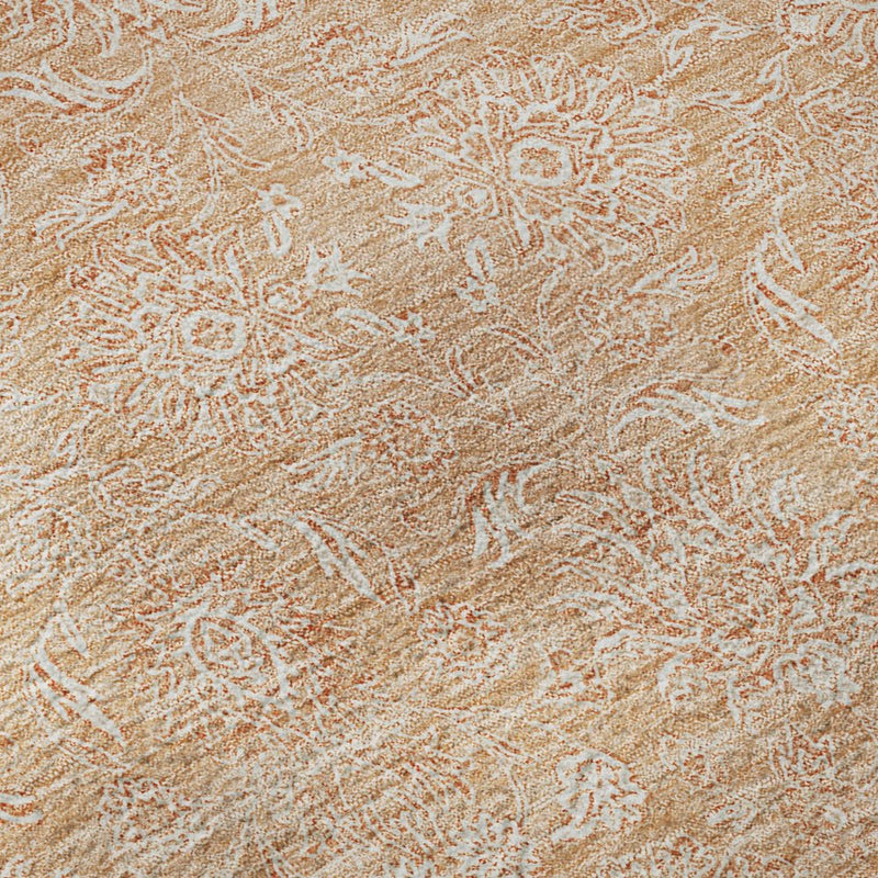 5' X 8' Peach And Ivory Floral Washable Area Rug With UV Protection