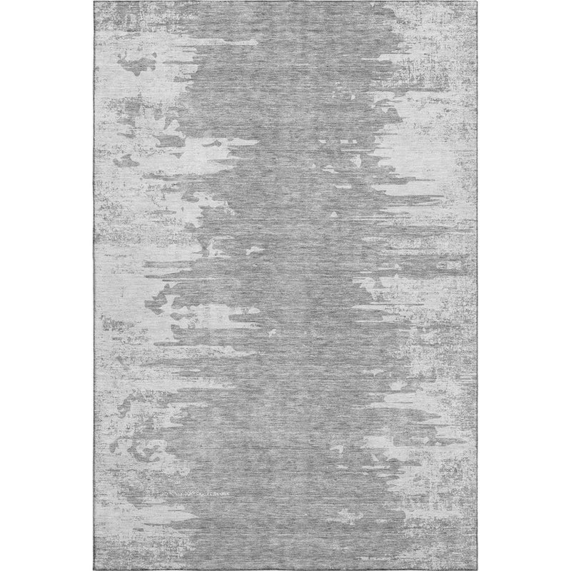 5' X 8' Silver And Gray Abstract Washable Area Rug With UV Protection