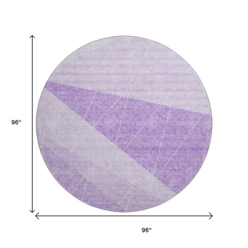 5' X 8' Lavender And Ivory Geometric Washable Area Rug With UV Protection