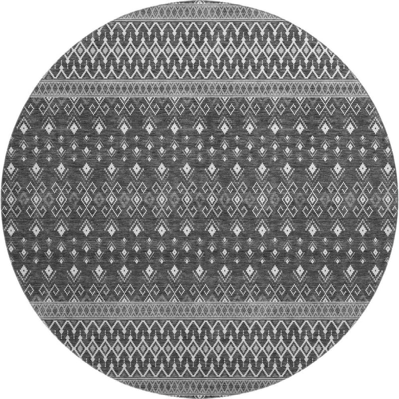 5' X 8' Gray And Silver Tribal Washable Area Rug With UV Protection