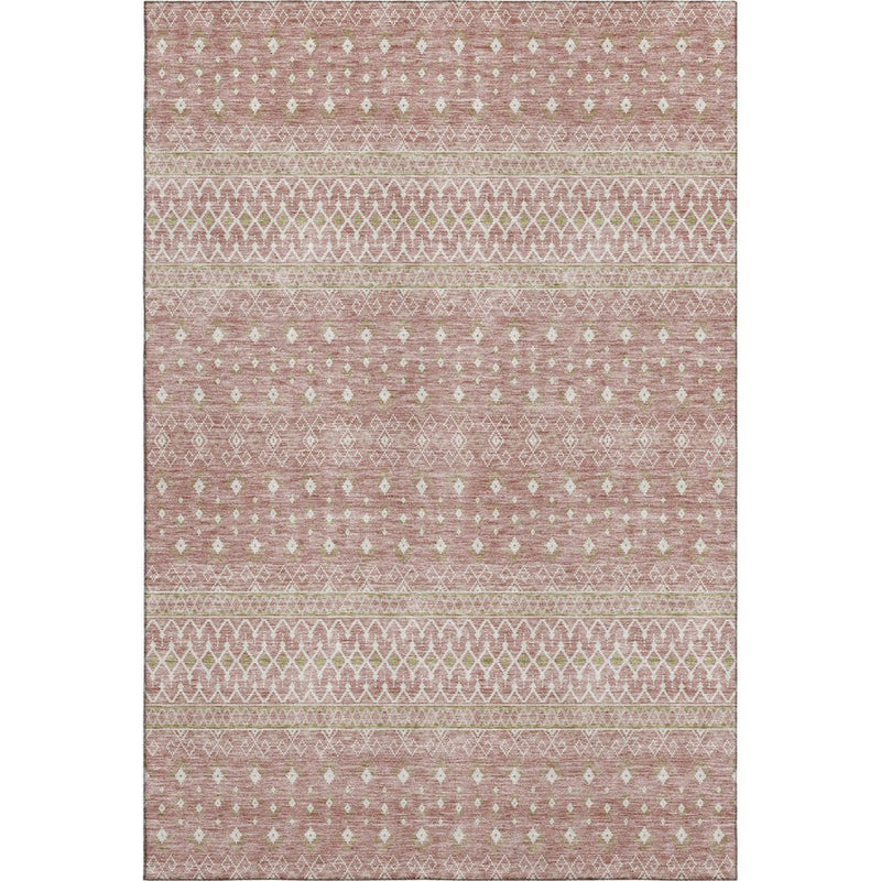 5' X 8' Blush And Ivory Tribal Washable Area Rug With UV Protection