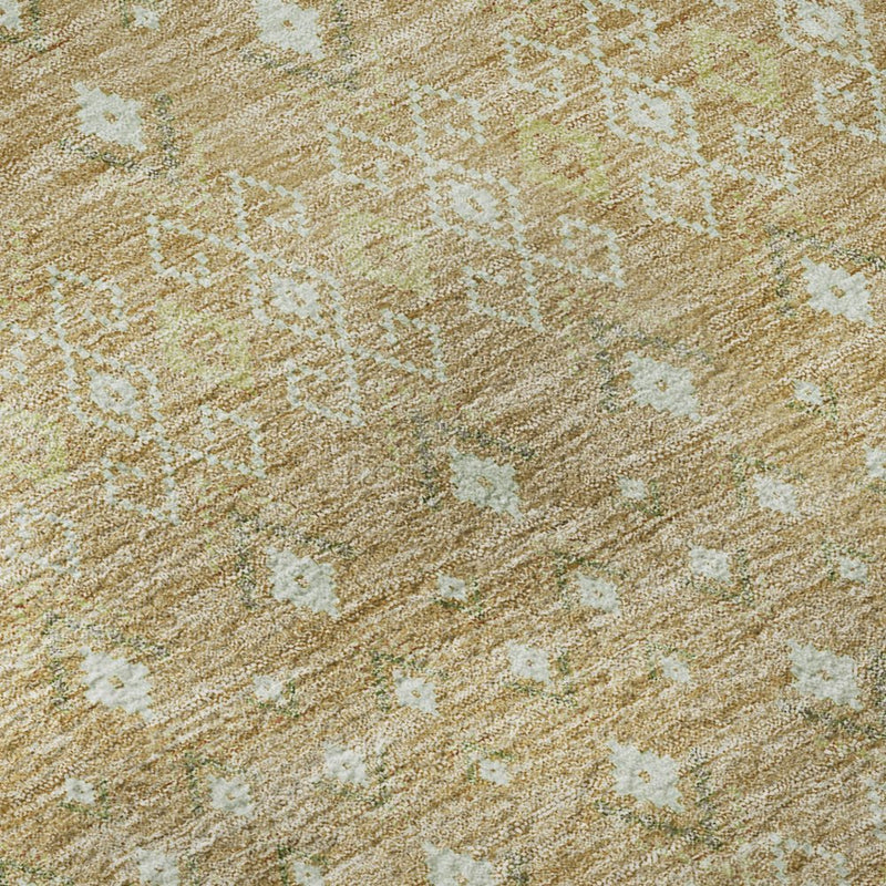 5' X 8' Copper And Ivory Tribal Washable Area Rug With UV Protection