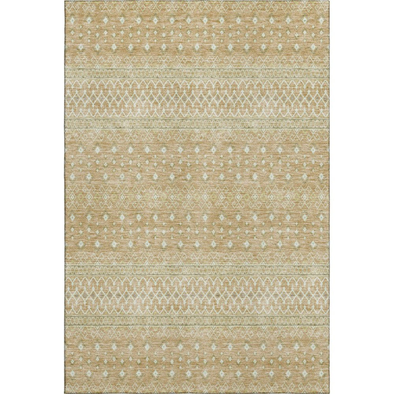 5' X 8' Copper And Ivory Tribal Washable Area Rug With UV Protection