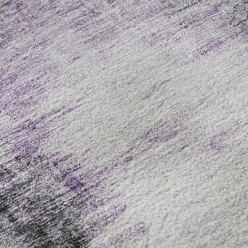 5' X 8' Purple Gray And Ivory Abstract Washable Area Rug With UV Protection