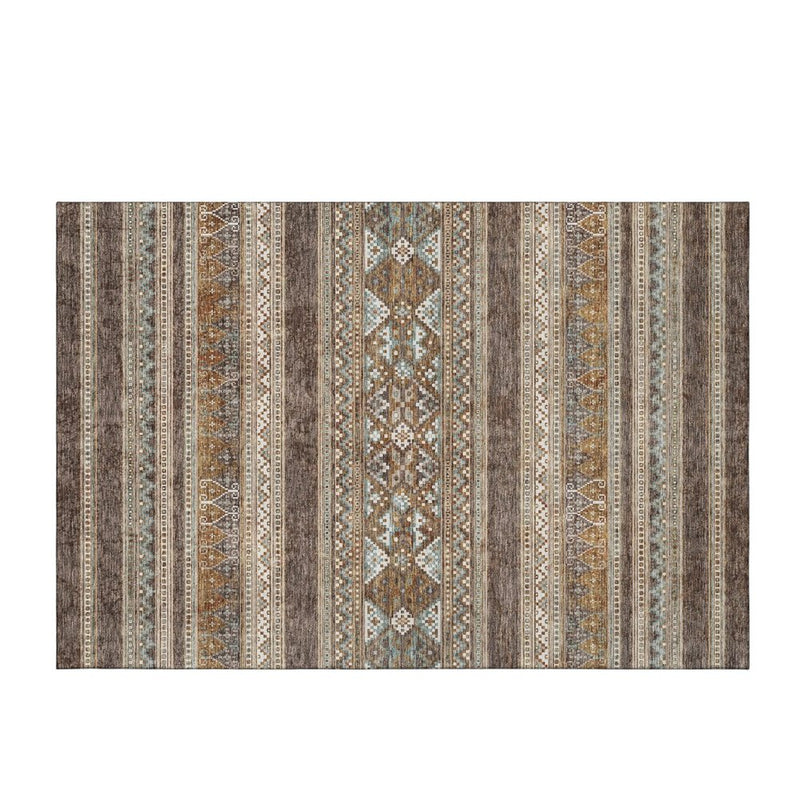 3' X 5' Chocolate Copper And Ivory Southwestern Washable Area Rug With UV Protection