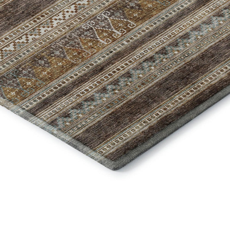 3' X 5' Chocolate Copper And Ivory Southwestern Washable Area Rug With UV Protection