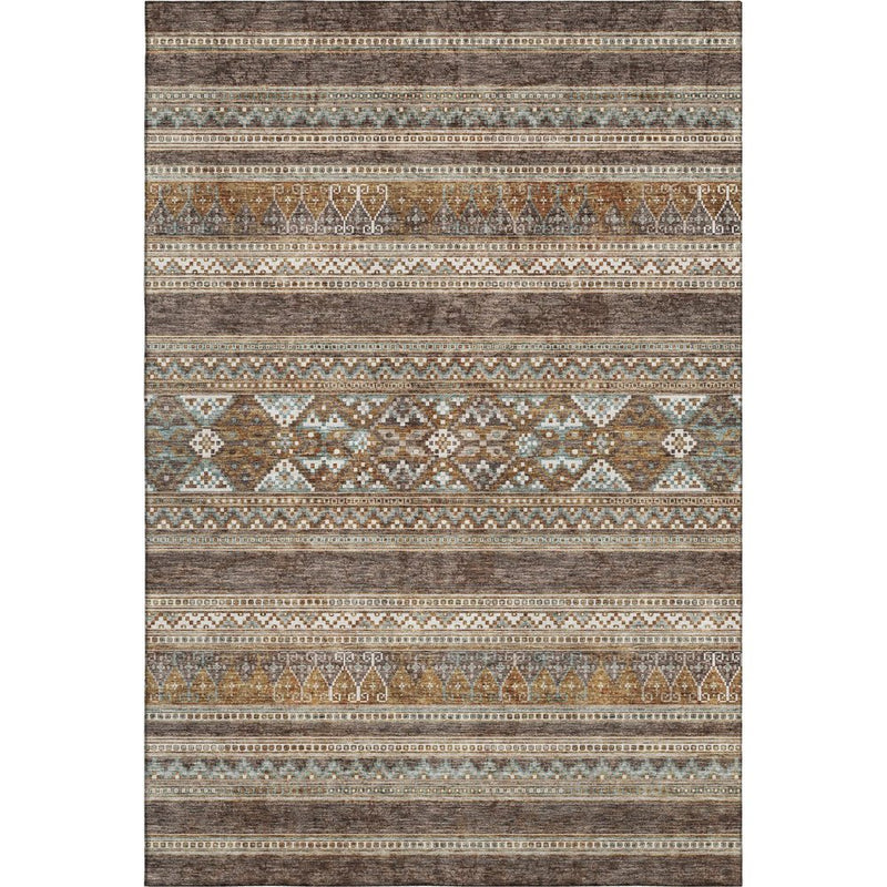 3' X 5' Chocolate Copper And Ivory Southwestern Washable Area Rug With UV Protection