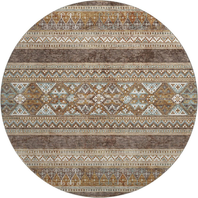 3' X 5' Chocolate Copper And Ivory Southwestern Washable Area Rug With UV Protection