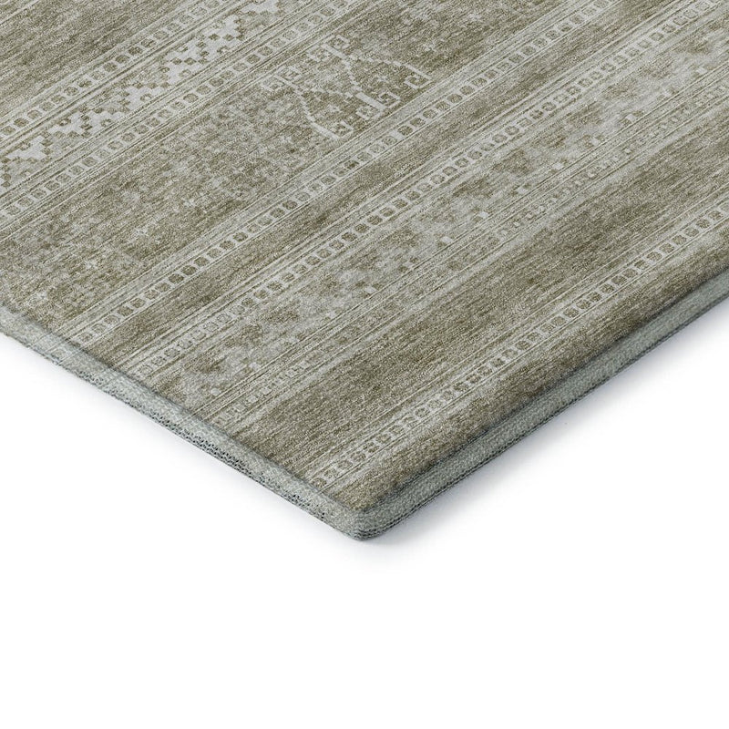 3' X 5' Khaki And Ivory Southwestern Washable Area Rug With UV Protection