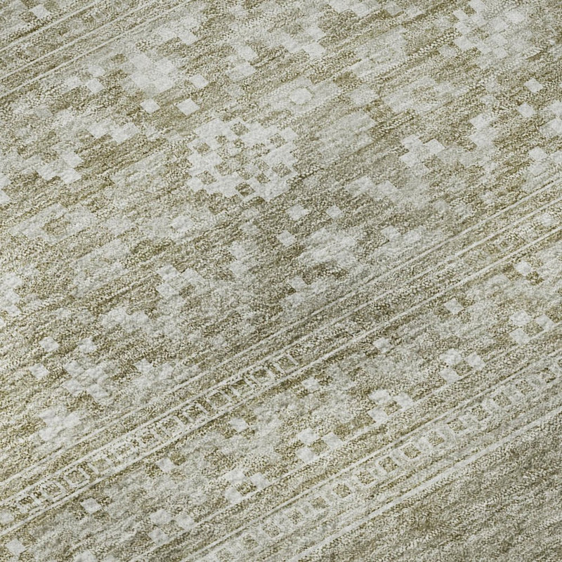 3' X 5' Khaki And Ivory Southwestern Washable Area Rug With UV Protection